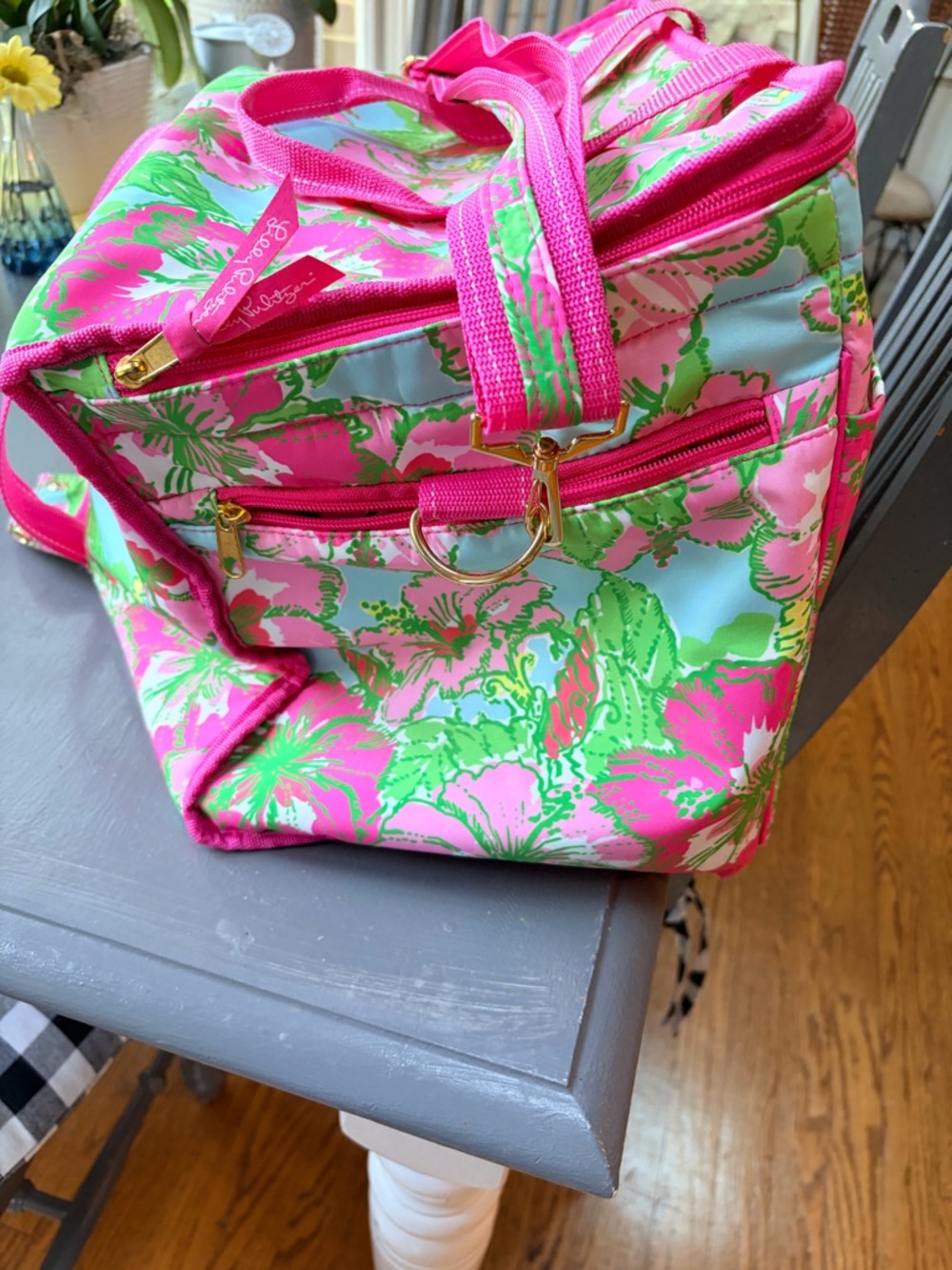 Lilly Pulitzer Pink Green Floral Cosmetic Tote - Picture 6 of 8